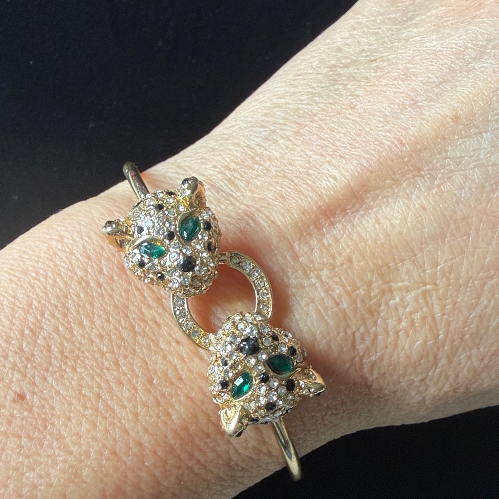 Gold and Green Panther Bracelet